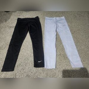 Nike Kids Black and Light Purple Athletic Leggings - Size Large, Black Is Large+